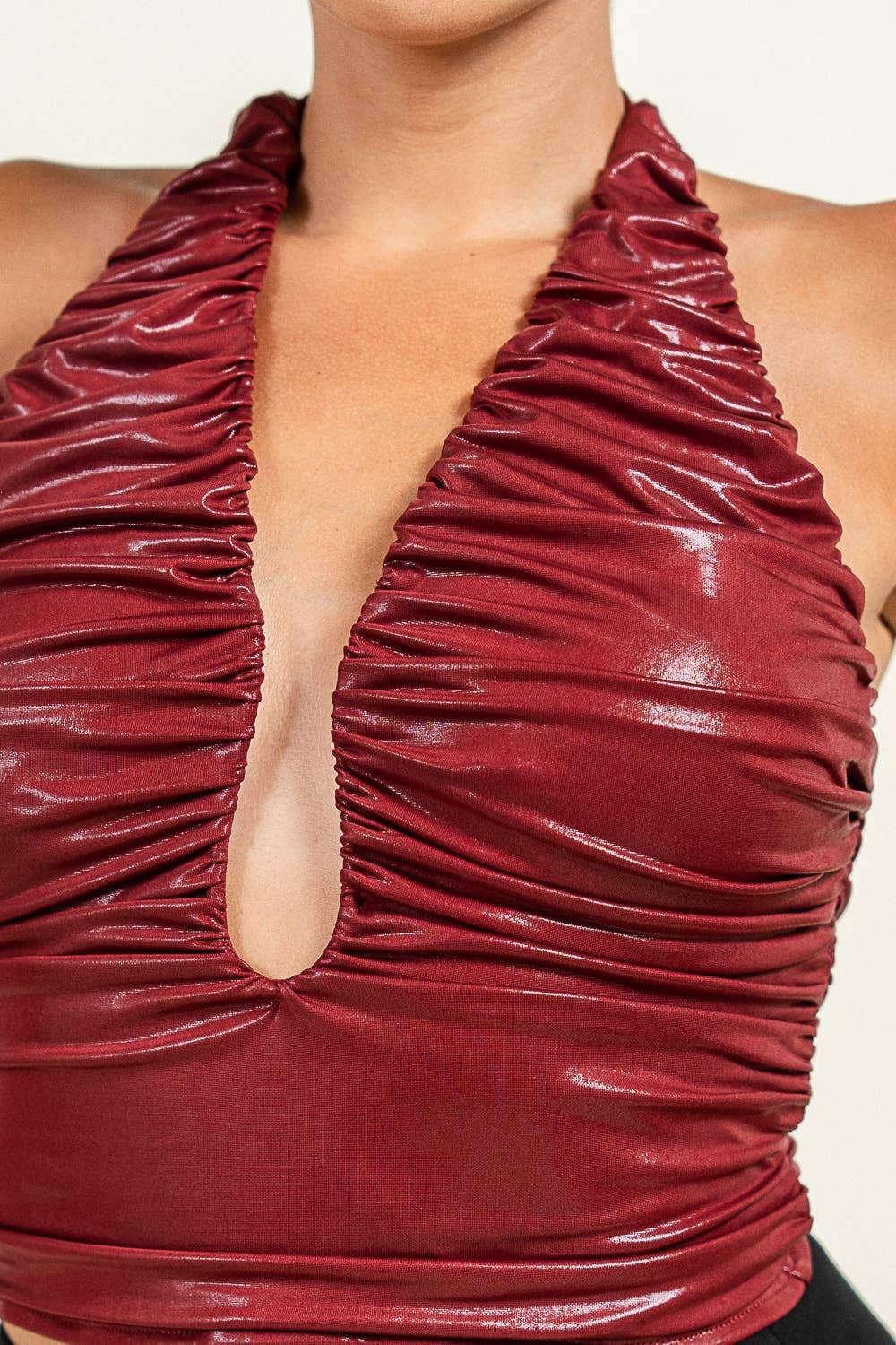 Risk Factor Halter Top Burgundy - She Rare Boutique