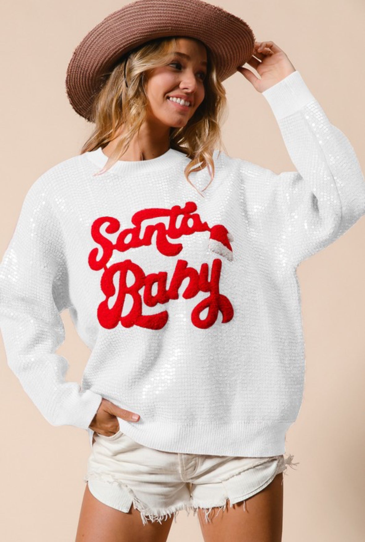 Santa Baby Sequin Sweater - She Rare Boutique