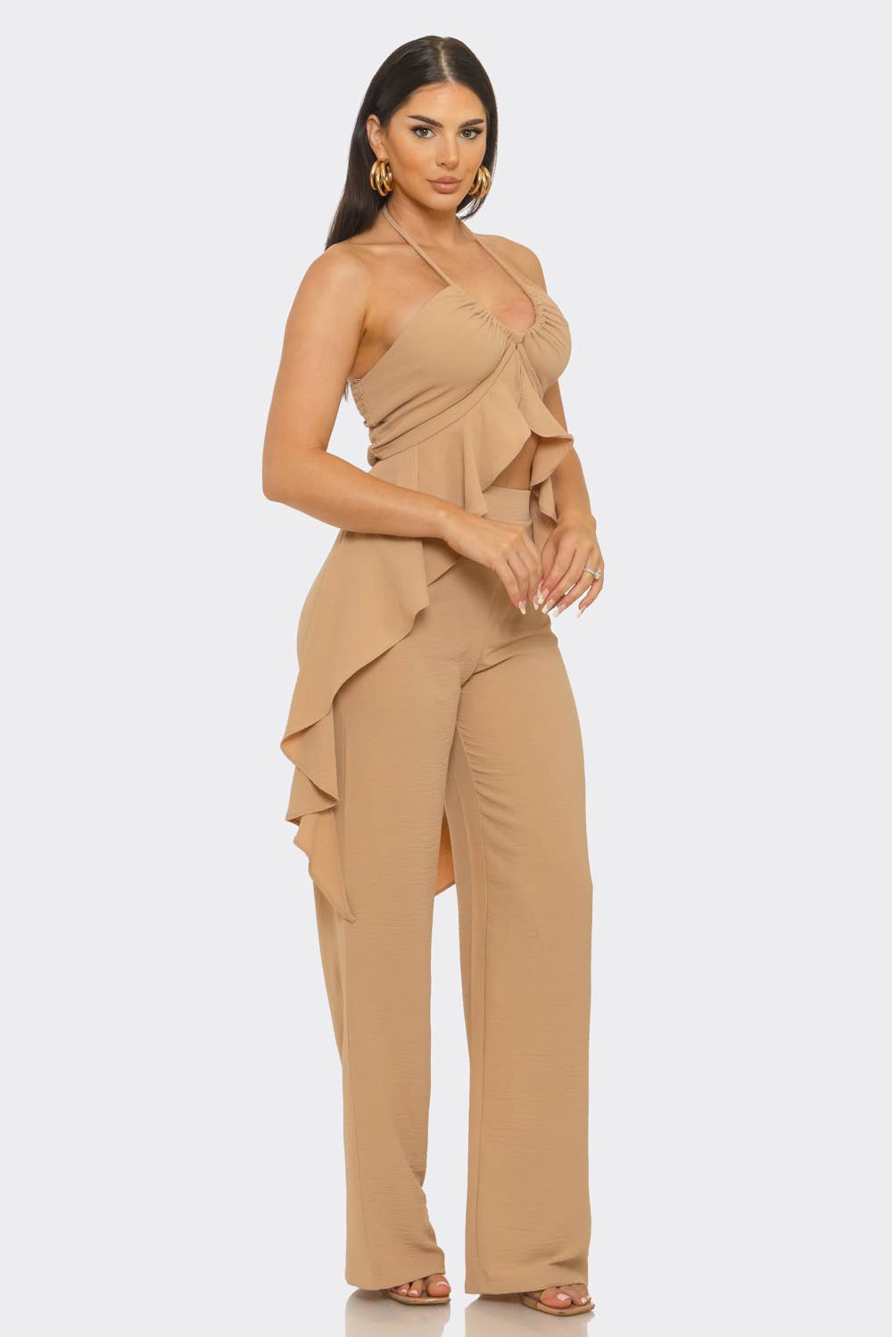 Nude Luxe Drape Pant Set - She Rare Boutique
