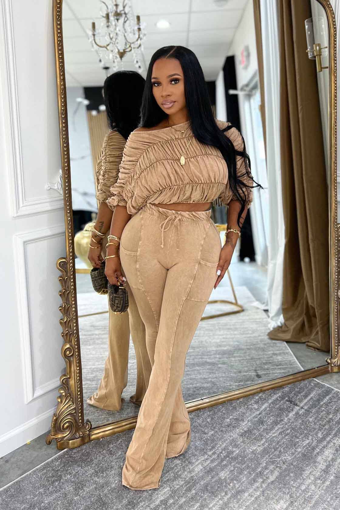 Golden Hour Ruched Set - SHE RARE