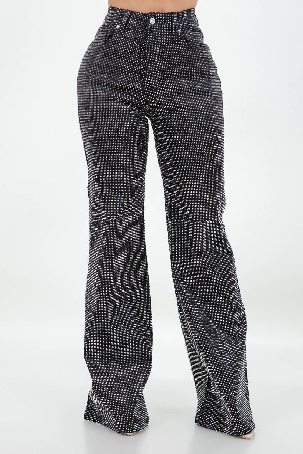 Rhinestone Flare Denim Jeans - She Rare Boutique