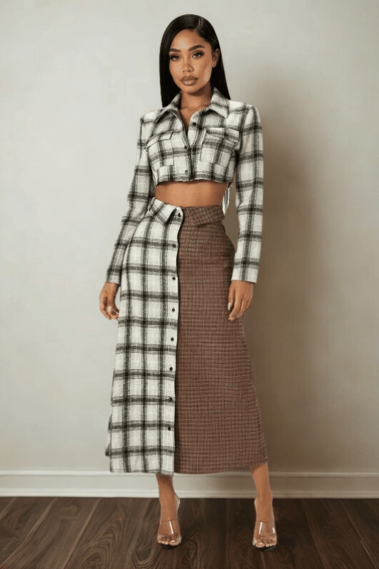 Mixed Signals Plaid Set - She Rare Boutique
