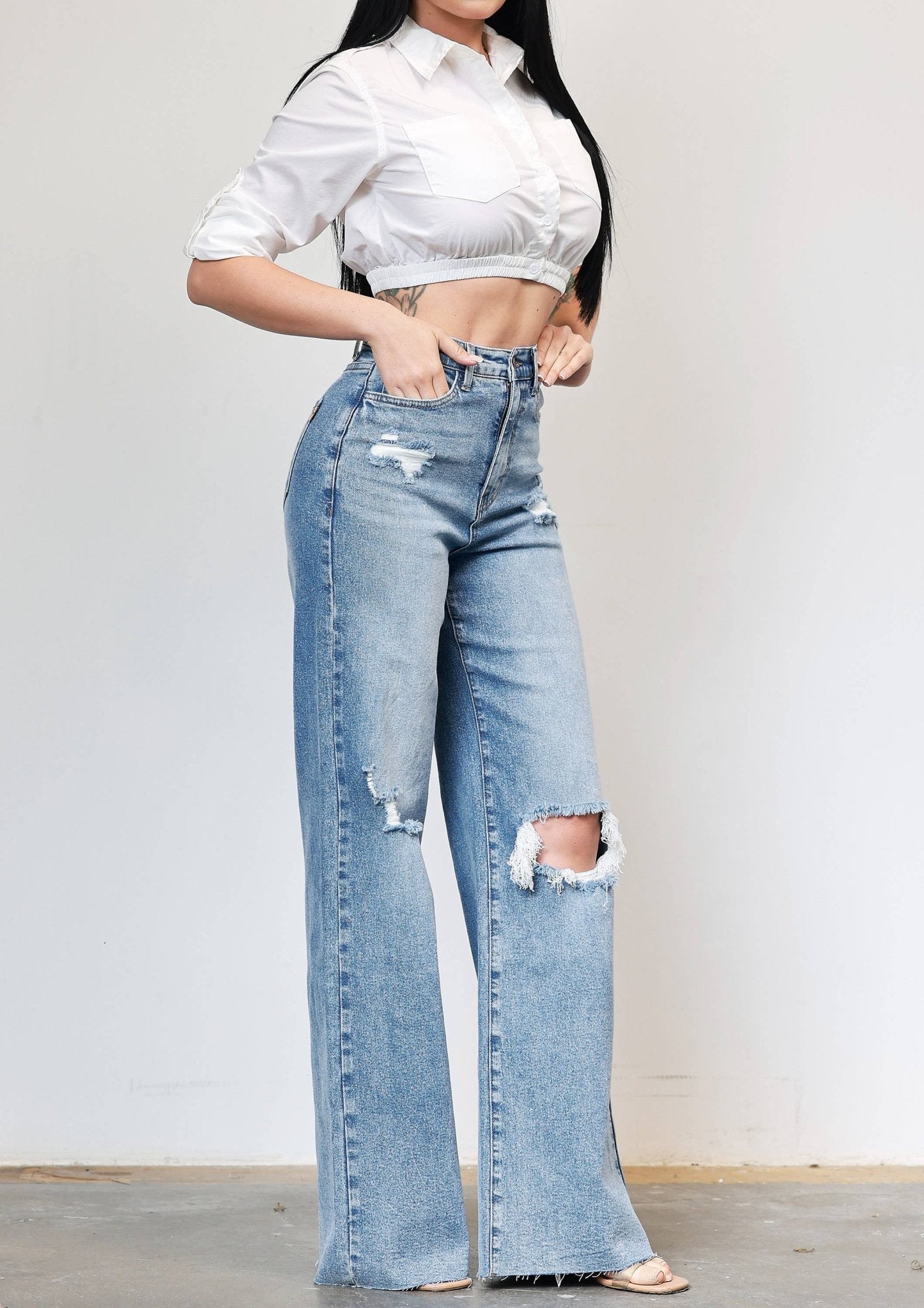 90’s Baby Wide Leg Jeans - She Rare Boutique