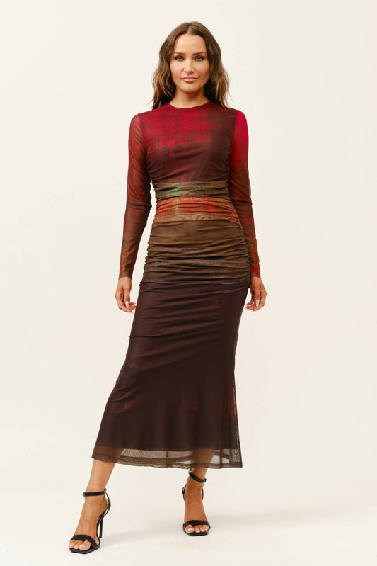 Ombre Illusion Mesh Midi Dress - She Rare Boutique