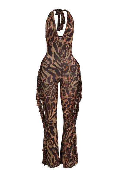 Leopard Halter Jumpsuit - SHE RARE