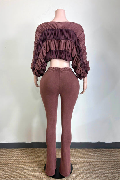Mahogany Ruched Set - SHE RARE