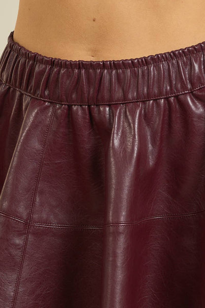 Burgundy Edge Faux Leather Mini Skirt