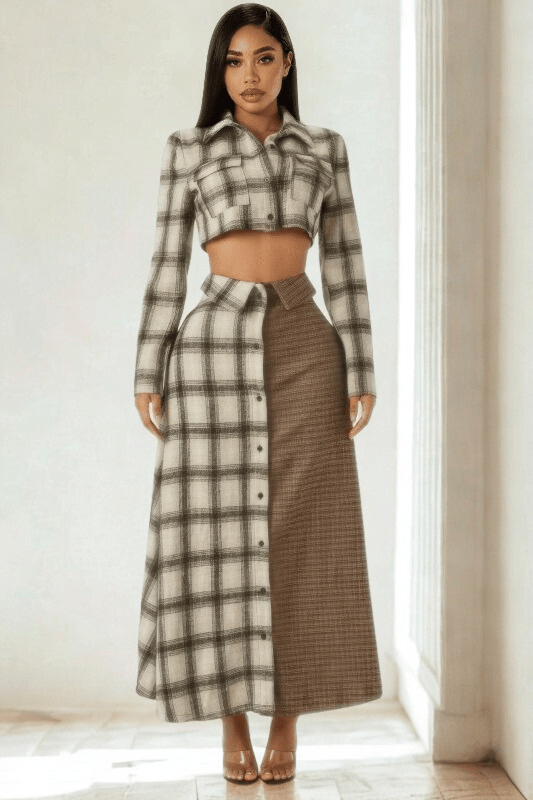 Mixed Signals Plaid Set - She Rare Boutique