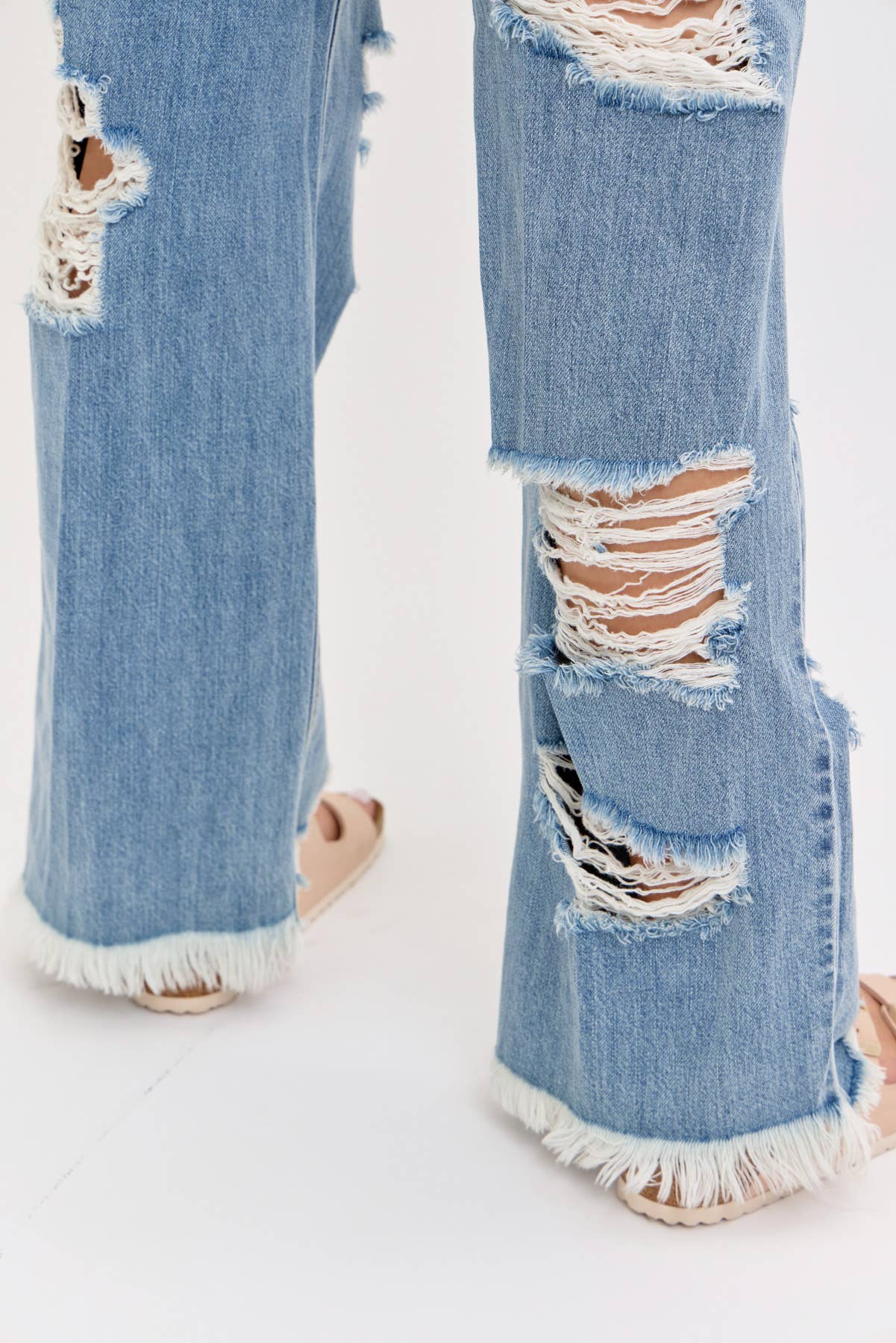 Run The Streets Distressed Wide Leg Jeans - She Rare Boutique