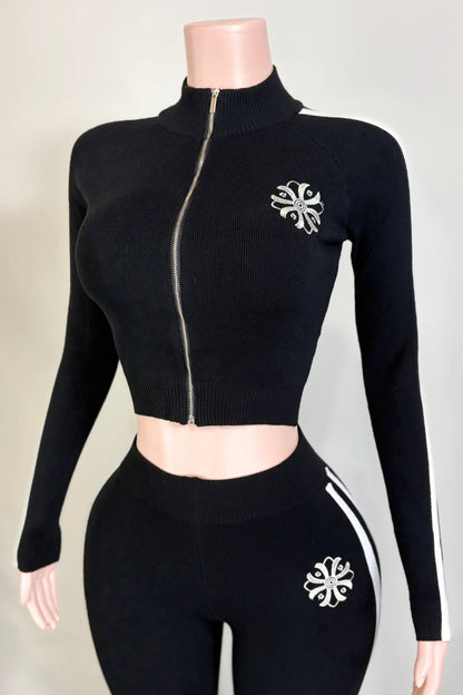 Track Star Knit Set Black - She Rare Boutique
