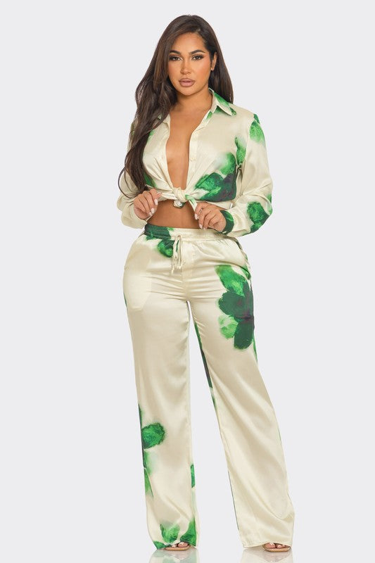 Envy Green Satin Set