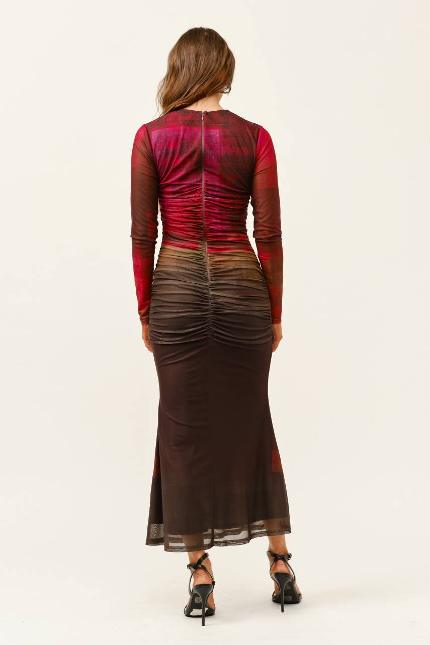 Ombre Illusion Mesh Midi Dress - She Rare Boutique