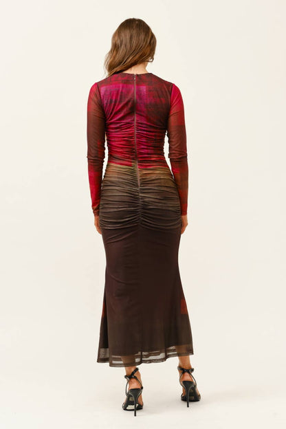 Ombre Illusion Mesh Midi Dress - She Rare Boutique