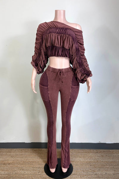 Mahogany Ruched Set - SHE RARE