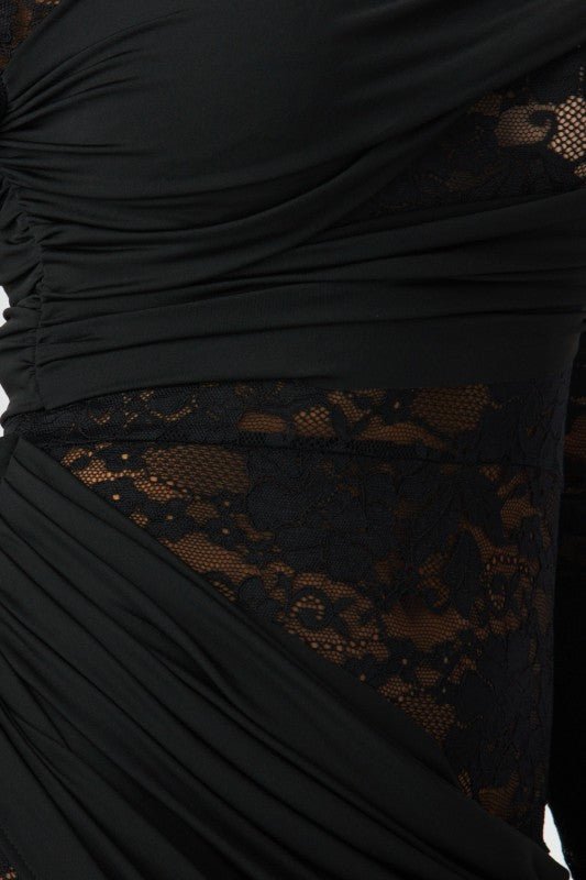 Luxe Shadow Lace Drape Jumpsuit - She Rare Boutique