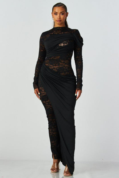 Luxe Shadow Lace Drape Jumpsuit - She Rare Boutique