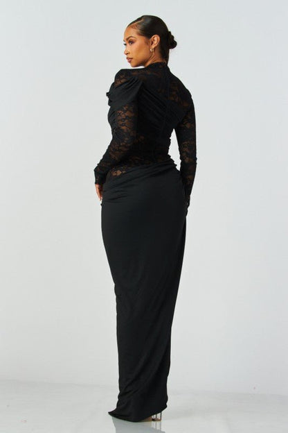 Luxe Shadow Lace Drape Jumpsuit - She Rare Boutique