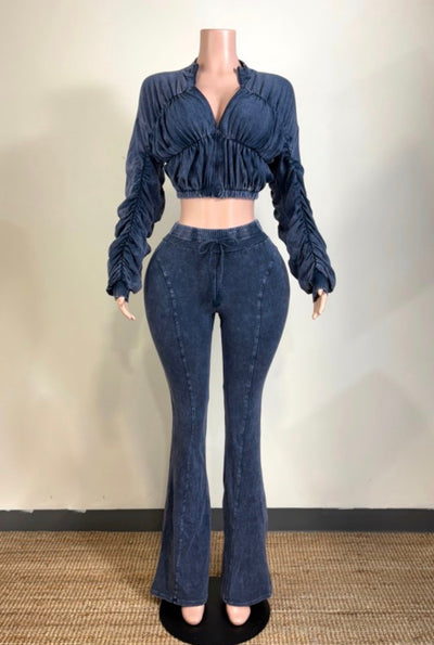 Material Wash Jacket & Pants Set - She Rare Boutique