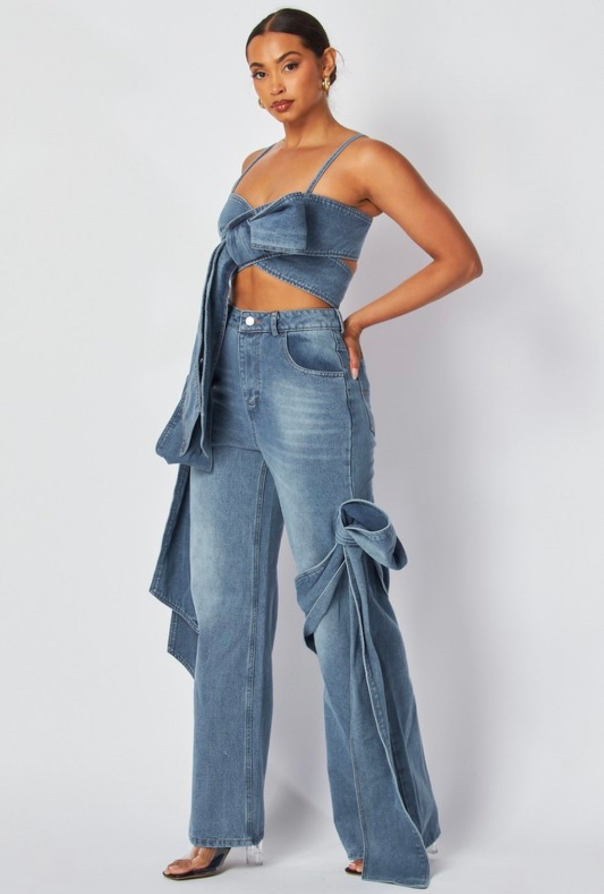 Denim Front Tie Set