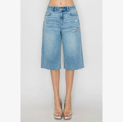 Wild Raw Hem Bermuda Denim Shorts - She Rare Boutique