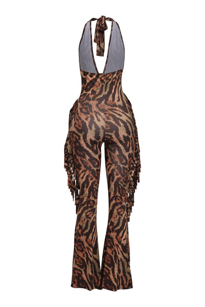 Leopard Halter Jumpsuit - SHE RARE