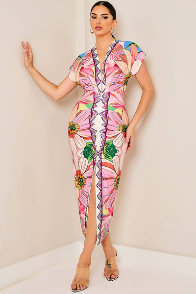 Sassy Romantic Floral Midi Dress - She Rare