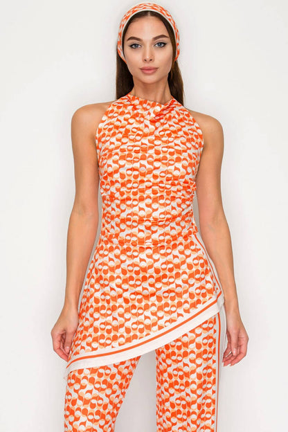 Orange Statement Halter Jumpsuit - She Rare Boutique