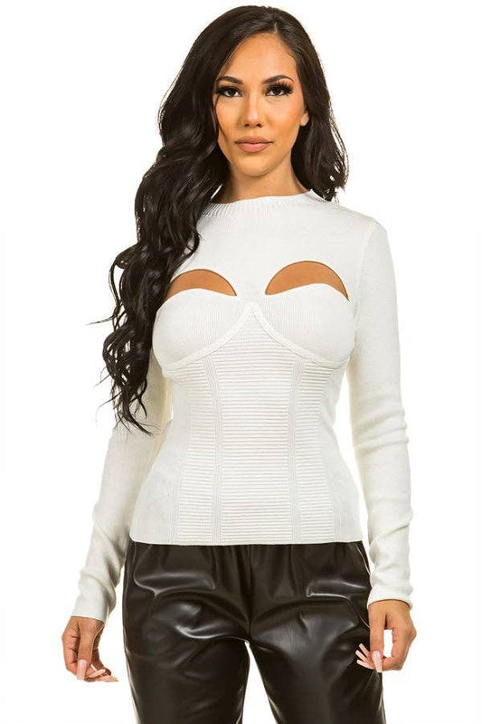 Cutout Sculpt Knit Top - She Rare Boutique