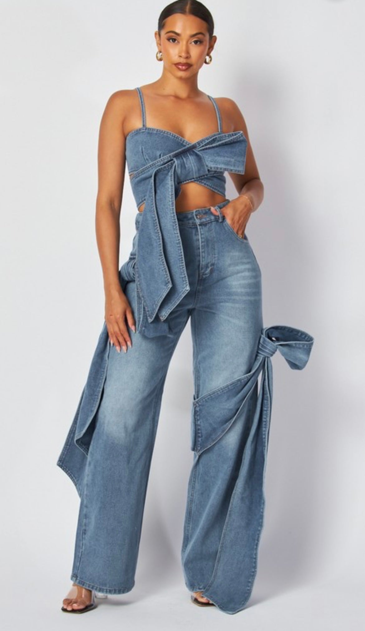 Denim Front Tie Set