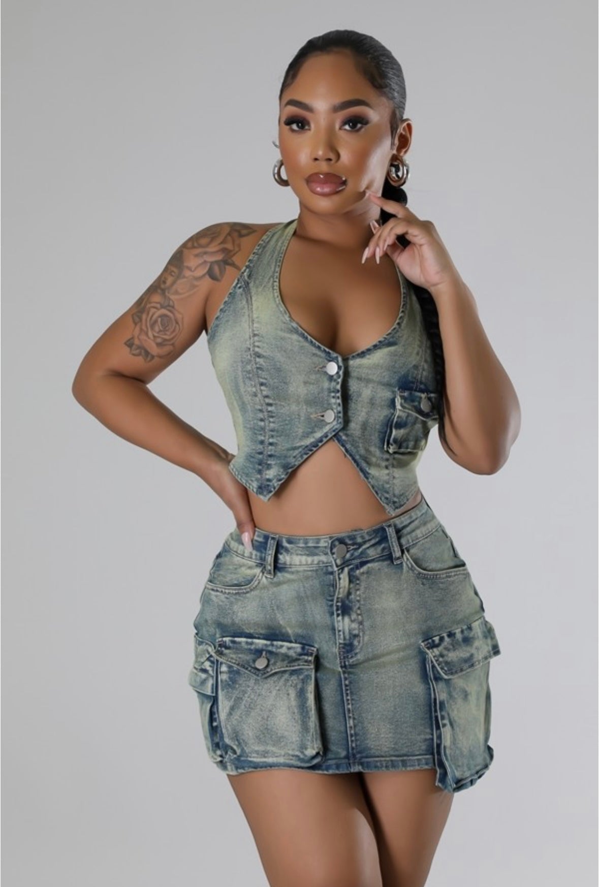 Denim Skirt Set