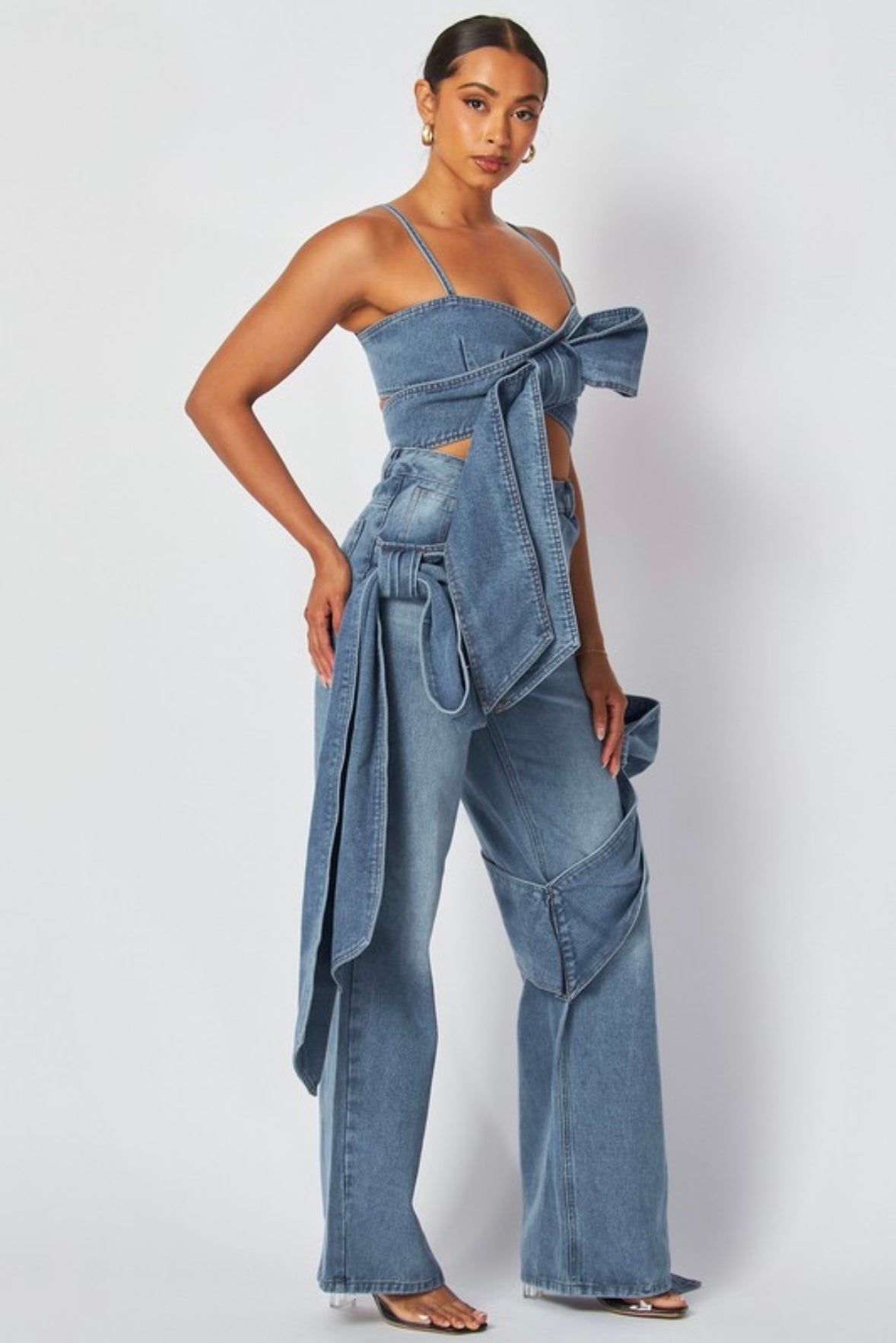 Denim Front Tie Set