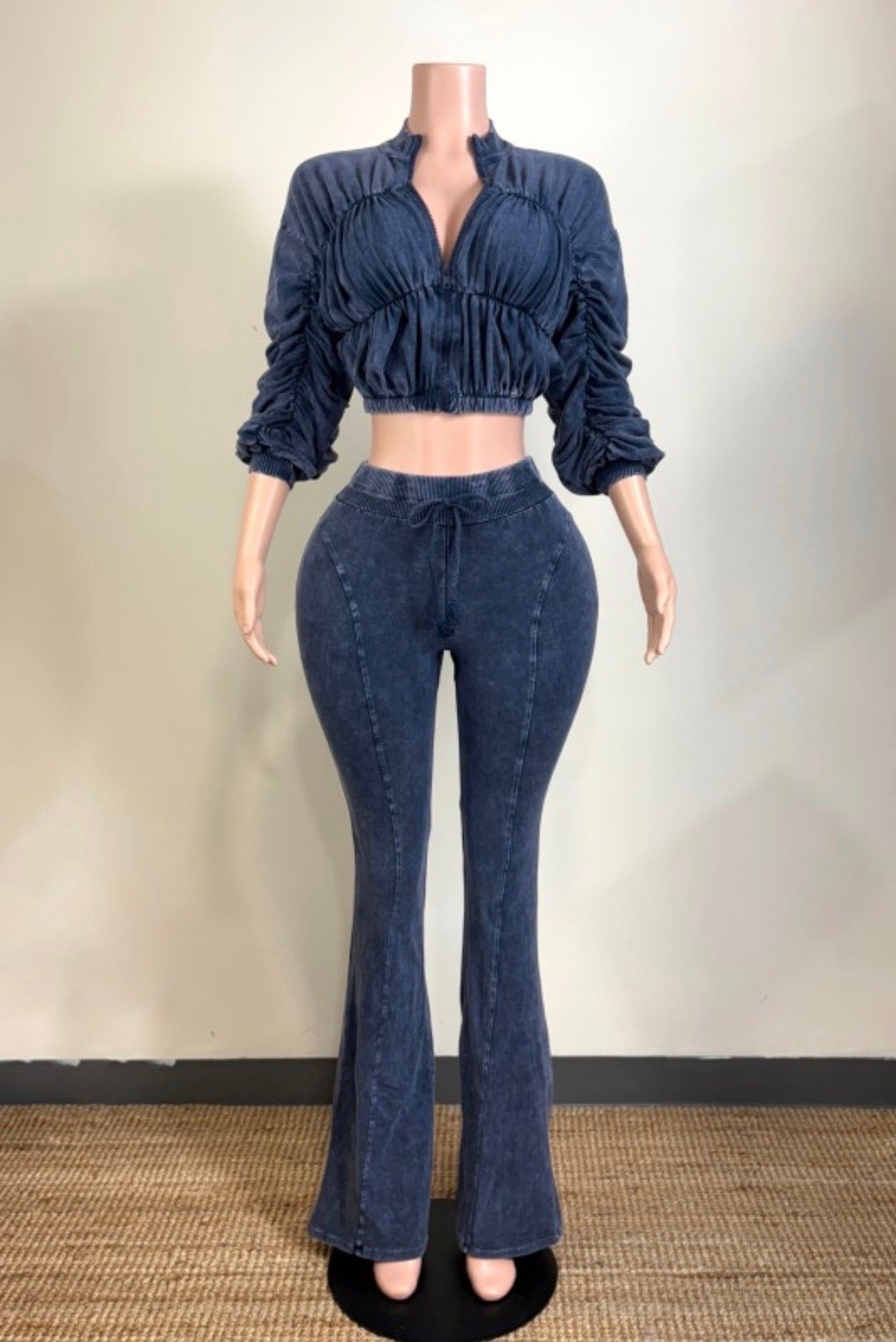 Material Wash Jacket & Pants Set - She Rare Boutique