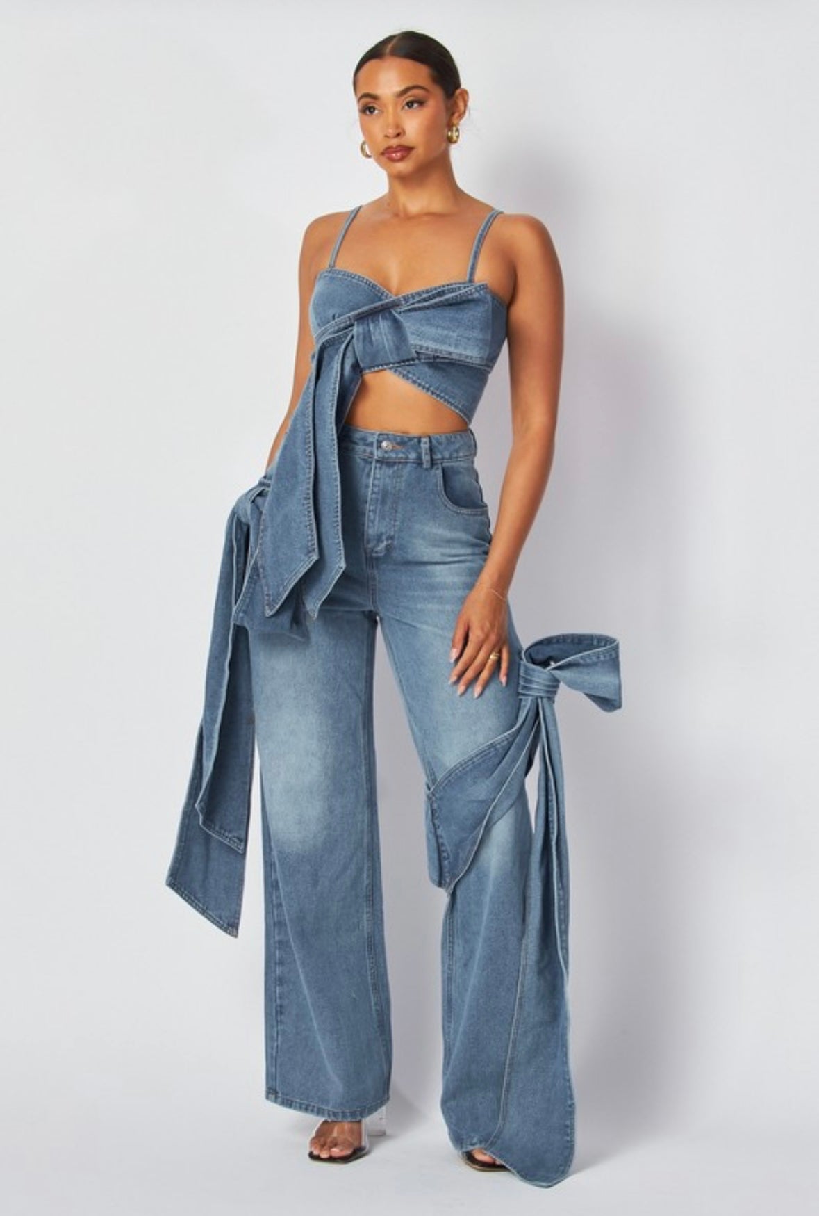 Denim Front Tie Set