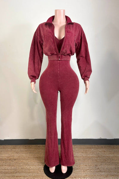 Mineral Wash Jacket & Jumpsuit Set - She Rare Boutique