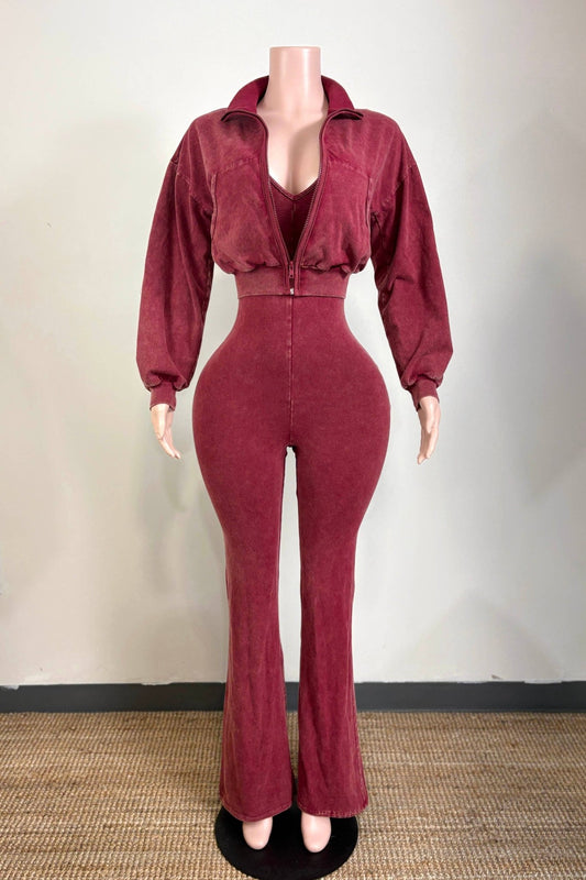 Mineral Wash Jacket & Jumpsuit Set - She Rare Boutique