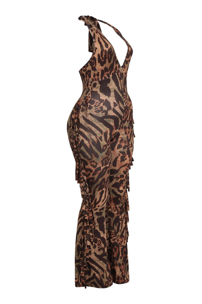 Leopard Halter Jumpsuit - SHE RARE