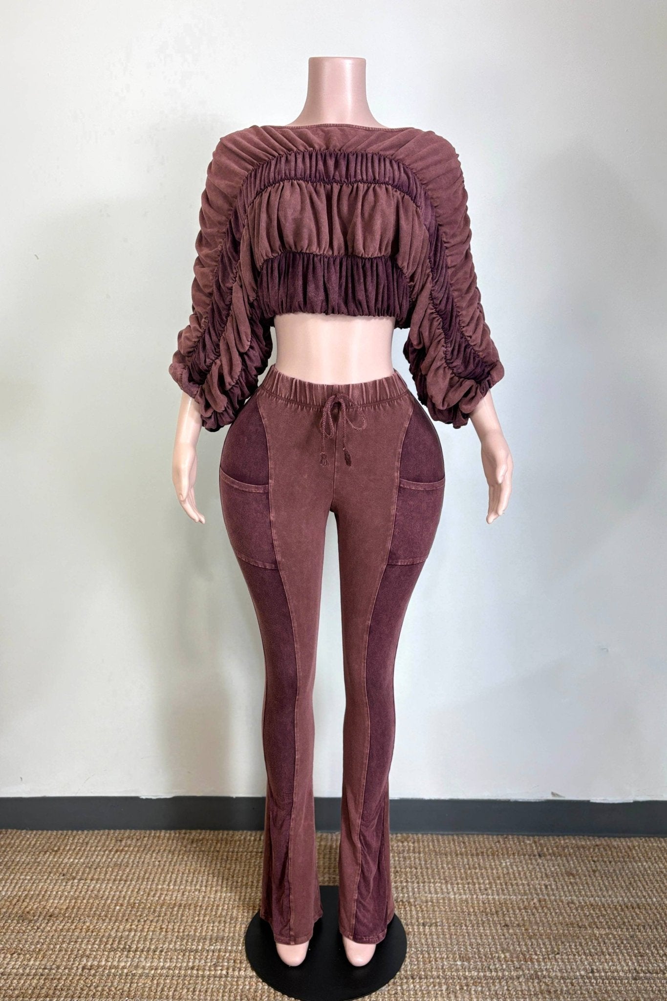 Mahogany Ruched Set - SHE RARE