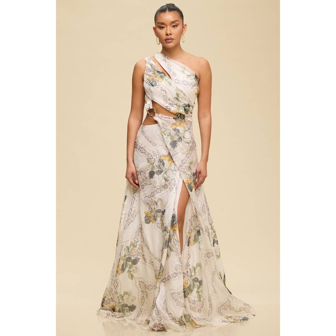 Camellia One Shoulder Cutout Maxi Dress - She Rare Boutique
