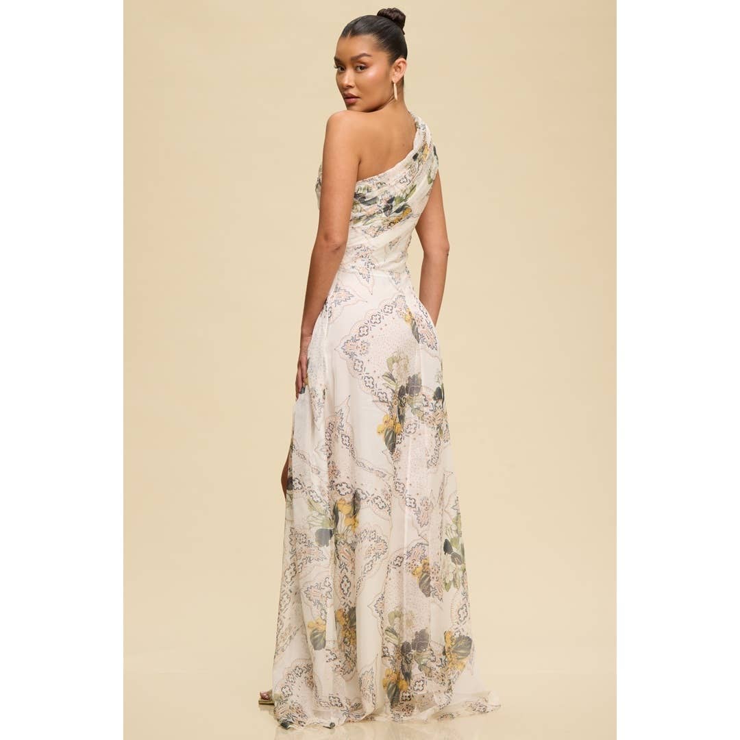 Camellia One Shoulder Cutout Maxi Dress - She Rare Boutique