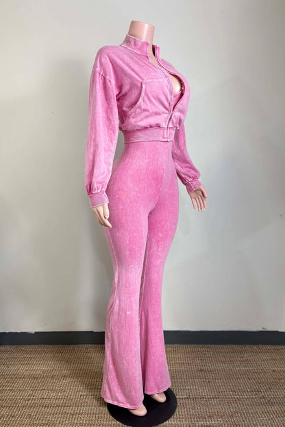 Pink Statement Flare Jumpsuit Set - She Rare Boutique