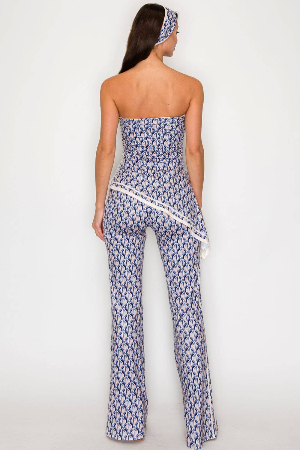 Coastal Print Strapless Jumpsuit - She Rare Boutique