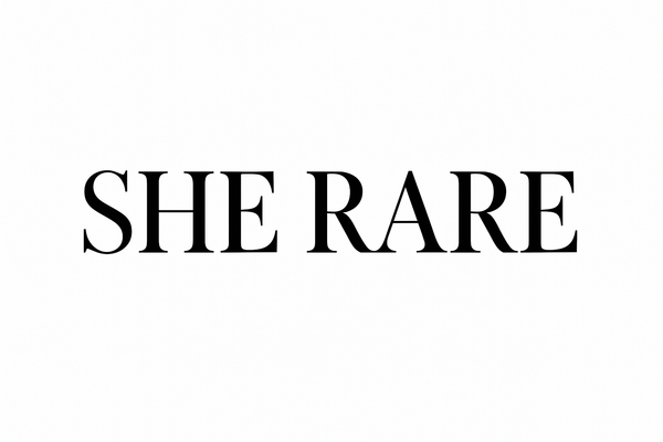 create a SHE RARE Text logo use playfair display font .make it one line