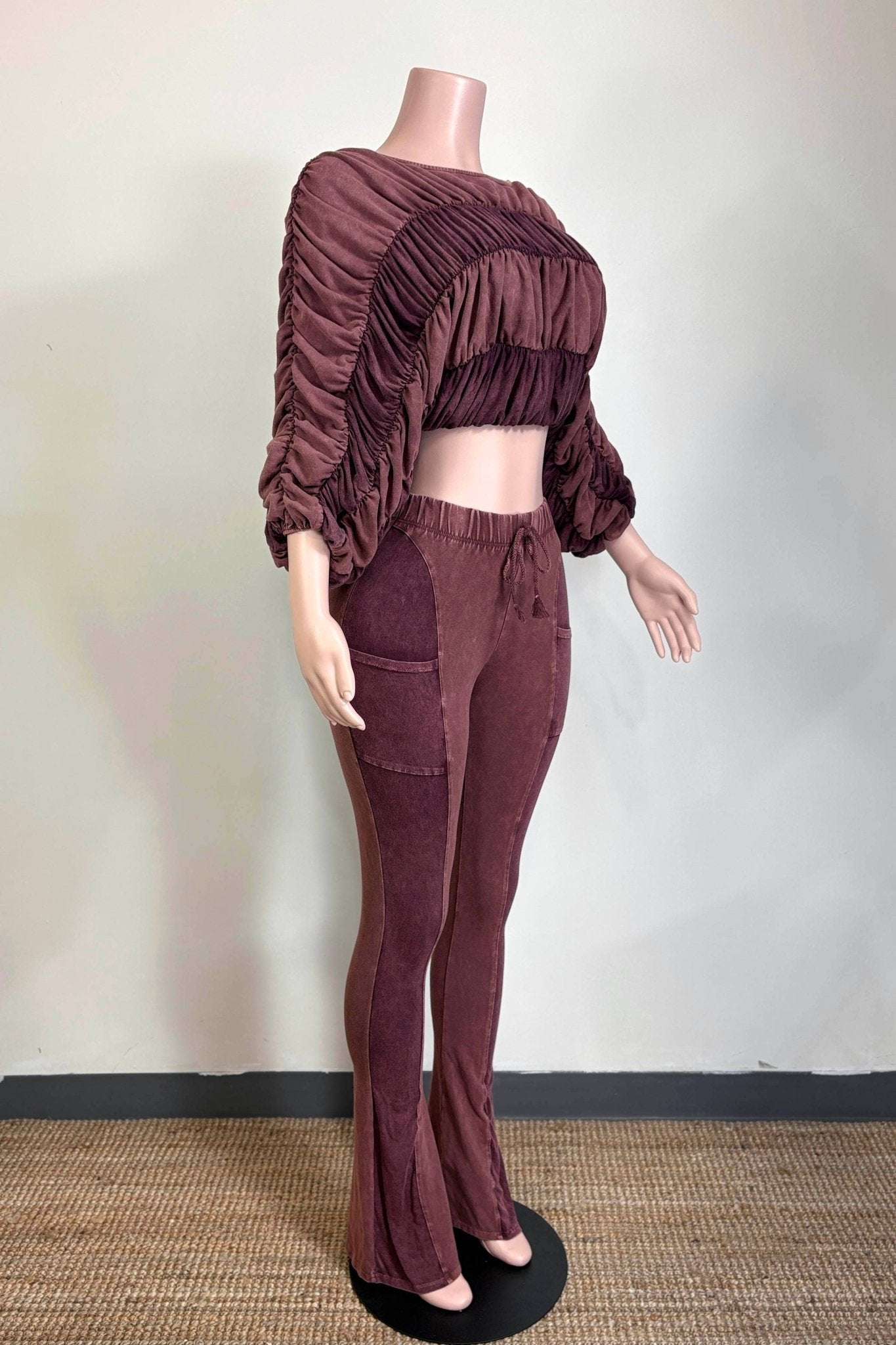 Mahogany Ruched Set - SHE RARE