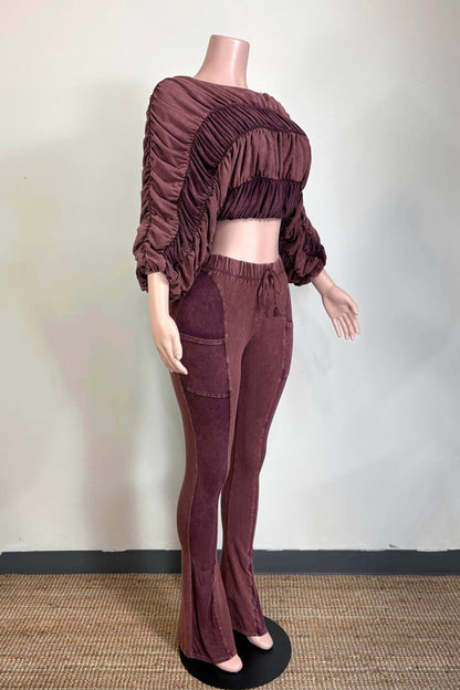 Mahogany Ruched Set - SHE RARE