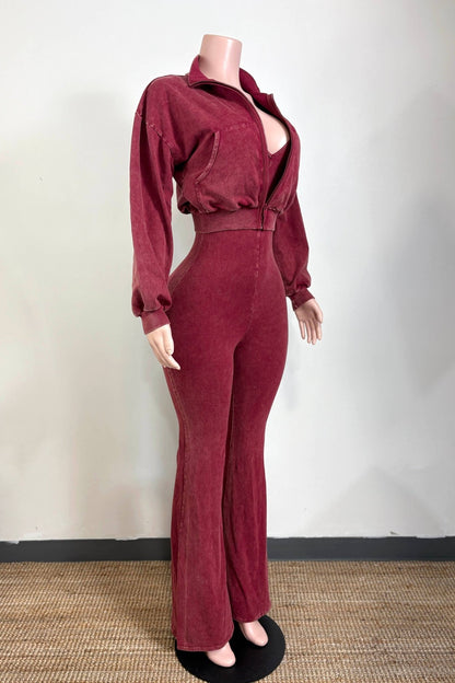 Mineral Wash Jacket & Jumpsuit Set - She Rare Boutique