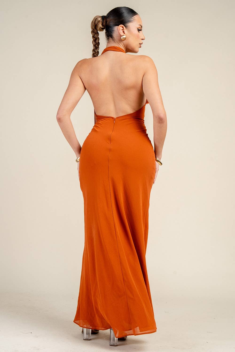 Halter Drape Maxi Dress - She Rare Boutique