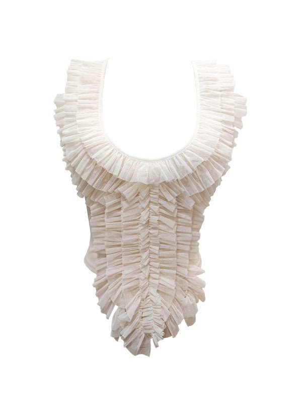 Ivory Ruffle Cascade Top - She Rare Boutique