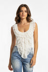 Ivory Ruffle Cascade Top - She Rare Boutique