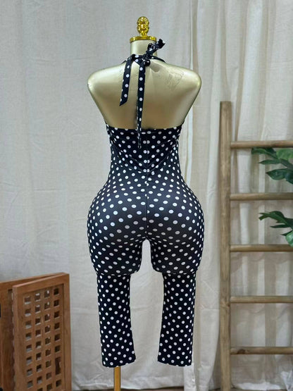 Polka Dot Capri Jumpsuit - She Rare Boutique
