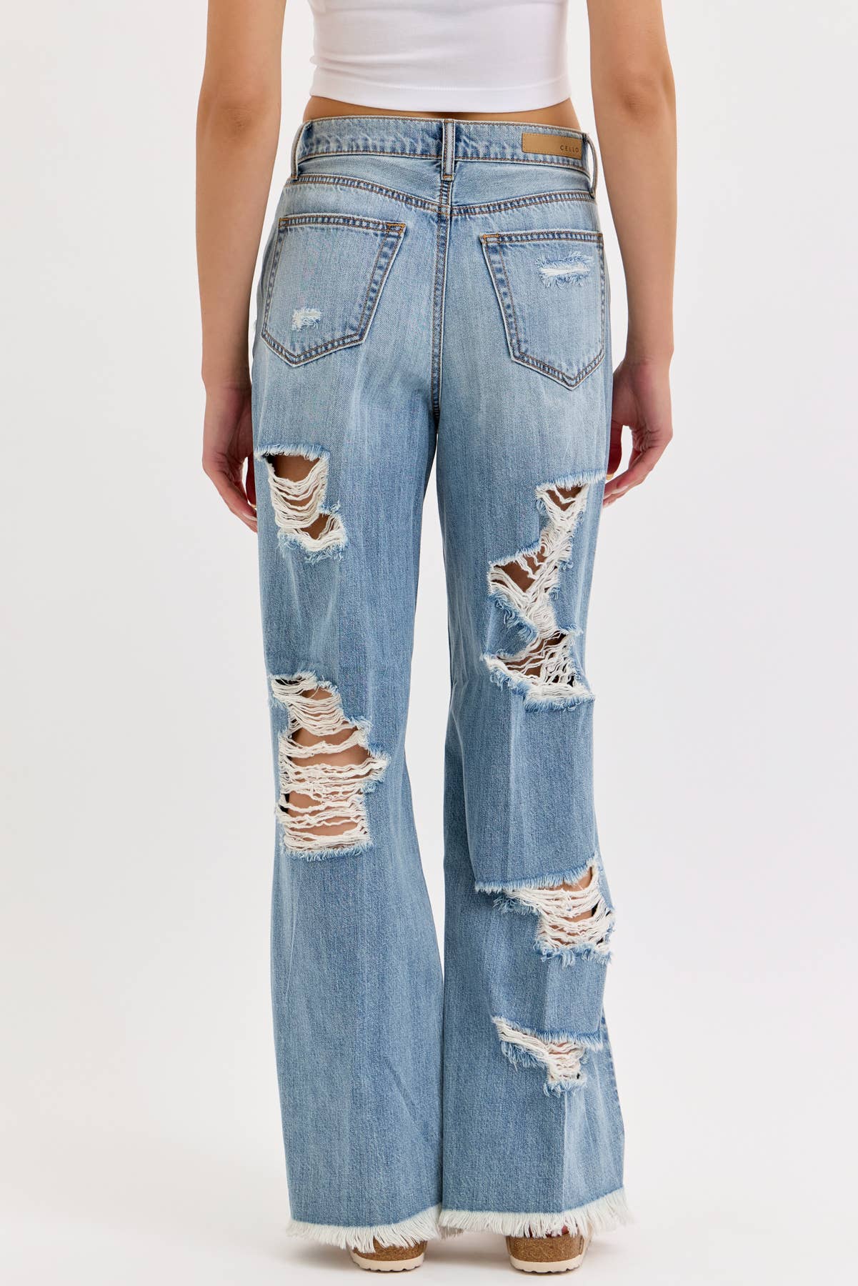 Run The Streets Distressed Wide Leg Jeans - She Rare Boutique